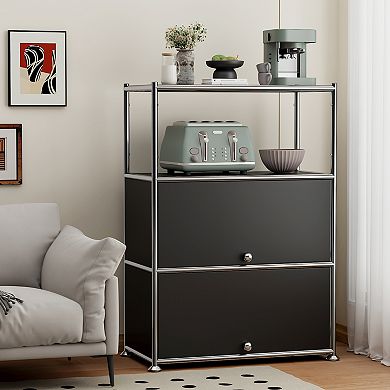 Modern Modular Metal Storage Cabinet with Shelves
