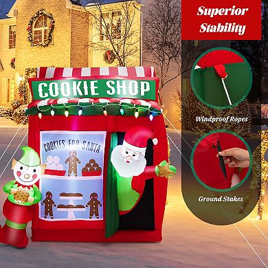 Costway 6.3 FT Inflatable Gingerbread Cookie Shop with Santa Clause Christmas Decoration