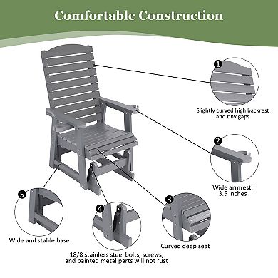 Poly Lumber Patio Glider for One Person, HIPS Material, All-Weather Resistant