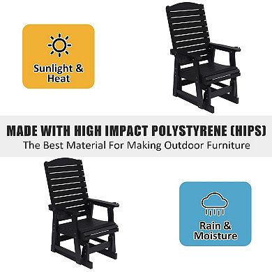 Poly Lumber Patio Glider for One Person, HIPS Material, All-Weather Resistant