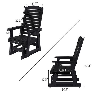 Poly Lumber Patio Glider for One Person, HIPS Material, All-Weather Resistant