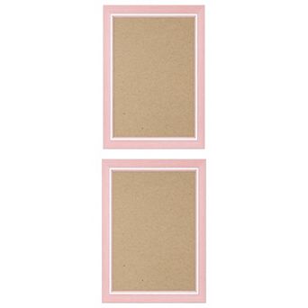 2 pc Distressed Wood Grain Photo Frame for Wall Mounting Display 5"x7"&8.5"x11" Pink