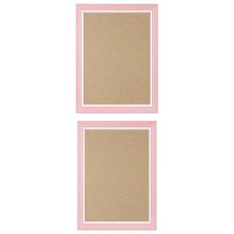 2 pc Distressed Wood Grain Photo Frame for Wall Mounting Display 5"x7"&6"x8" Pink