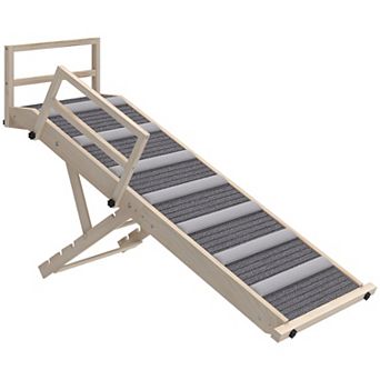 PawHut Dog Ramp, Folding Pet Ramp, 4 Adjustable Height from 15inch to 19"