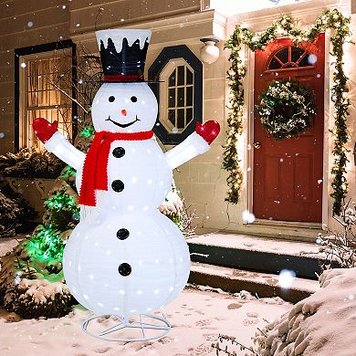 Costway 6 FT Lighted Artificial Christmas Snowman Pre-Lit Pop-up Xmas Snowman