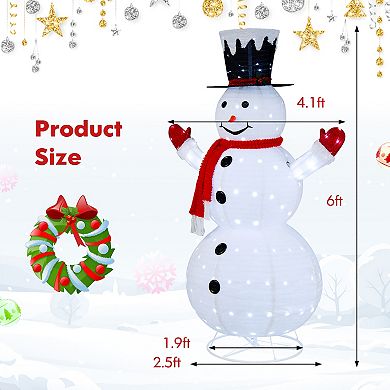 Costway 6 FT Lighted Artificial Christmas Snowman Pre-Lit Pop-up Xmas Snowman