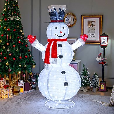 Costway 6 FT Lighted Artificial Christmas Snowman Pre-Lit Pop-up Xmas Snowman