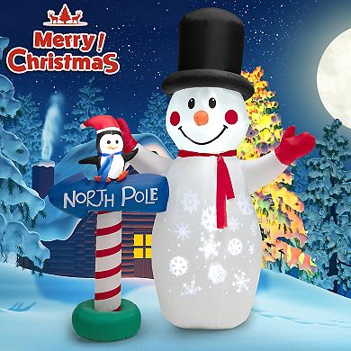 Costway 6 FT Inflatable Snowman & Penguin Guidepost Christmas Decoration with Snowflake