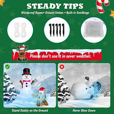 Costway 6 FT Tall Inflatable Snowman and Dog Set Christmas Decoration w/ LED Lights