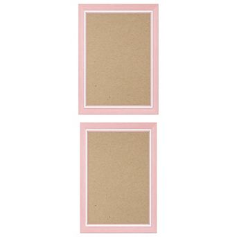 2 pc Distressed Wood Grain Photo Frame for Wall Mounting Display 3.5"x5"&5"x7" Pink