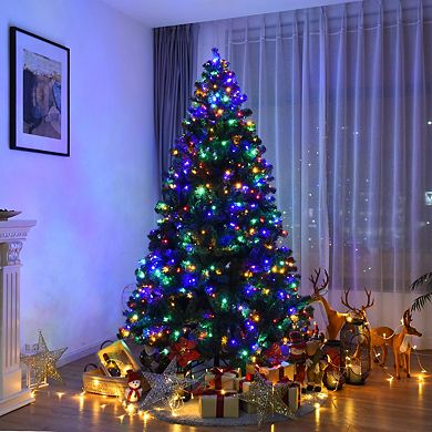Costway 7.5Ft Pre-Lit Christmas Tree Hinged 550 Multicolor Lights