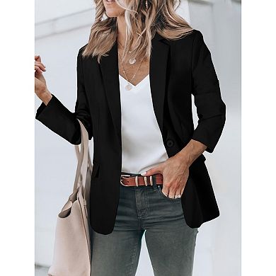 Women's Slim Fit Casual Comfort Long Sleeve Blazer Stylish Lapel Office Jacket