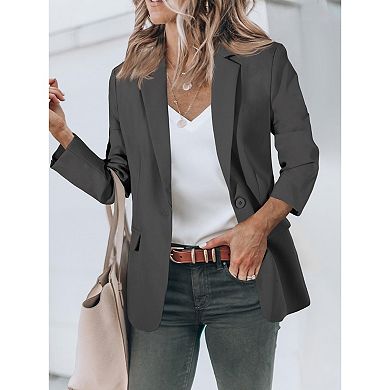 Women's Slim Fit Casual Comfort Long Sleeve Blazer Stylish Lapel Office Jacket