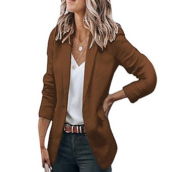 Women's Slim Fit Casual Comfort Long Sleeve Blazer Stylish Lapel Office Jacket