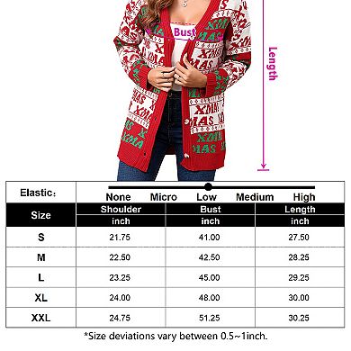 Women's Christmas Sweater Cardigans Knitted Long Sleeve Open Front Button Down Coats Outfits