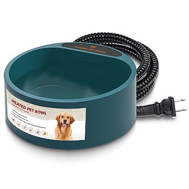 74.4oz Heated Pet Water Bowl, IP67 Waterproof Thermal Water Dish for Dogs, Cats & Rabbits, Automatic