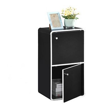 Kings Brand Furniture Dothan Wood 2-Cubed Closed Bookcase - Storage Shelf Organizer Bookshelf