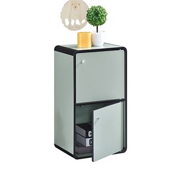 Kings Brand Furniture Dothan Wood 2-Cubed Closed Bookcase - Storage Shelf Organizer Bookshelf