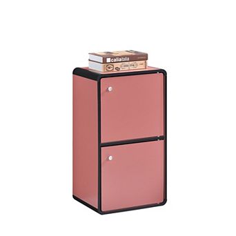 Kings Brand Furniture Dothan Wood 2-Cubed Closed Bookcase - Storage Shelf Organizer Bookshelf