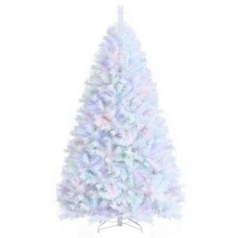 Costway 7ft White Iridescent Tinsel Artificial Christmas Tree with 1156 Branch Tips