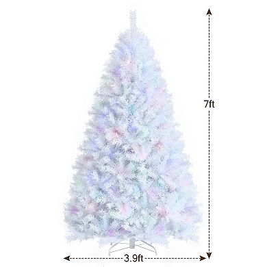 Costway 7ft White Iridescent Tinsel Artificial Christmas Tree with 1156 Branch Tips