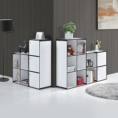 Kings Brand Furniture Dothan Wood 4-Cubed Open Bookcase - Storage Shelf Organizer Bookshelf