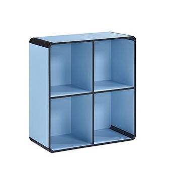 Kings Brand Furniture Dothan Wood 4-Cubed Open Bookcase - Storage Shelf Organizer Bookshelf