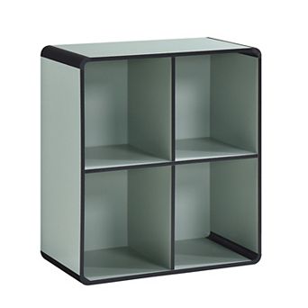 Kings Brand Furniture Dothan Wood 4-Cubed Open Bookcase - Storage Shelf Organizer Bookshelf