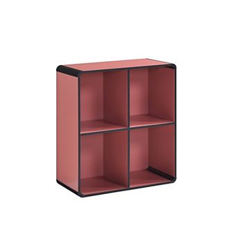Kings Brand Furniture Dothan Wood 4-Cubed Open Bookcase - Storage Shelf Organizer Bookshelf