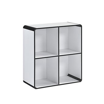 Kings Brand Furniture Dothan Wood 4-Cubed Open Bookcase - Storage Shelf Organizer Bookshelf