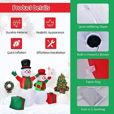 Costway 6Ft & 5Ft Christmas Inflatable Snowmen Blow Up Christmas Decoration