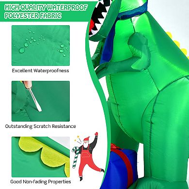 Costway 6Ft Christmas Inflatable Dinosaur Indoor & Outdoor Christmas Decoration