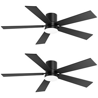 42-Inch Ceiling Fan with LED Light, Dual-Color Reversible Blades, Flush Mount, 2-Pack, Remote