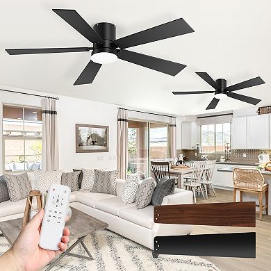 42-Inch Ceiling Fan with LED Light, Dual-Color Reversible Blades, Flush Mount, 2-Pack, Remote