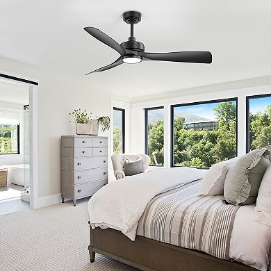 52-Inch Ceiling Fan with LED Light, 3 ABS Blades, DC Motor 120V 37W, IP34 Waterproof