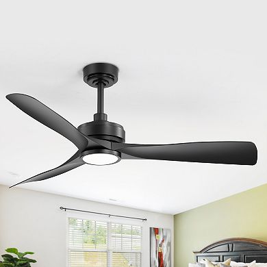 52-Inch Ceiling Fan with LED Light, 3 ABS Blades, DC Motor 120V 37W, IP34 Waterproof