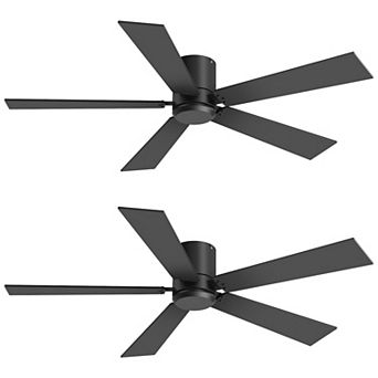 42-Inch Flush Mount Ceiling Fan 2-Pack, No Light, Reversible Dual-Color Blades, Remote Control
