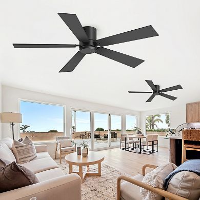 42-Inch Flush Mount Ceiling Fan 2-Pack, No Light, Reversible Dual-Color Blades, Remote Control
