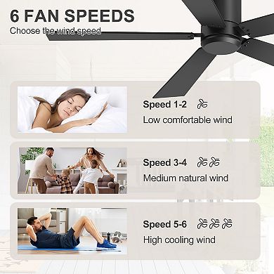 42-Inch Flush Mount Ceiling Fan 2-Pack, No Light, Reversible Dual-Color Blades, Remote Control