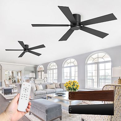 42-Inch Flush Mount Ceiling Fan 2-Pack, No Light, Reversible Dual-Color Blades, Remote Control