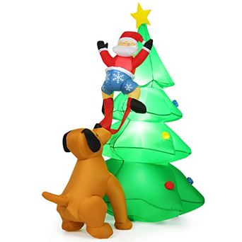 Costway 6.5FT Christmas Inflatable Tree Santa Decor w/LED Lights Outdoor Yard Decoration