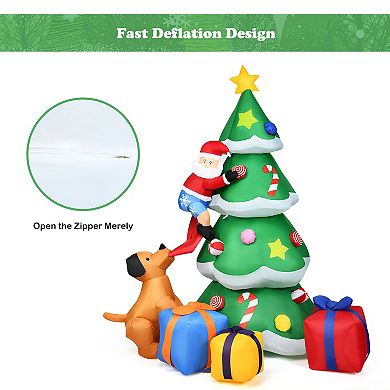 Costway 7 FT Inflatable Christmas Tree Santa Decor w/LED Lights Outdoor Yard Decoration