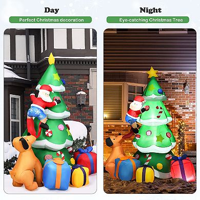 Costway 7 FT Inflatable Christmas Tree Santa Decor w/LED Lights Outdoor Yard Decoration
