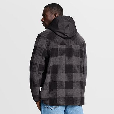 Men's Fanatics Black Buffalo Bills Elements Plaid Polar Fleece Quarter-Zip Hoodie