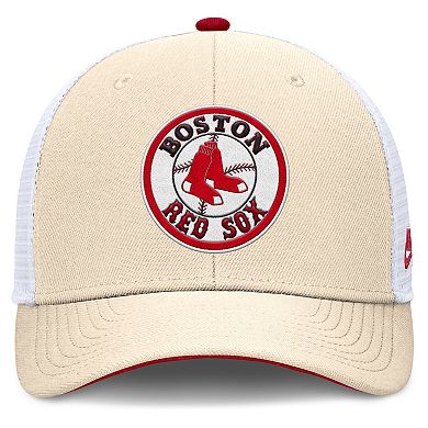 Men's Nike Natural Boston Red Sox Cooperstown Collection Dri-FIT Rise Trucker Adjustable Hat