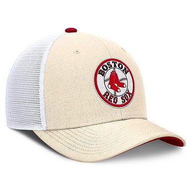 Men's Nike Natural Boston Red Sox Cooperstown Collection Dri-FIT Rise Trucker Adjustable Hat