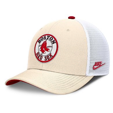 Men's Nike Natural Boston Red Sox Cooperstown Collection Dri-FIT Rise Trucker Adjustable Hat