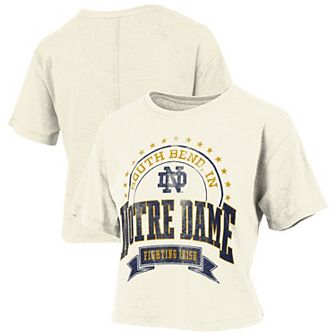 Women's Pressbox Natural Notre Dame Fighting Irish Vintage Wash Waist-Length T-Shirt