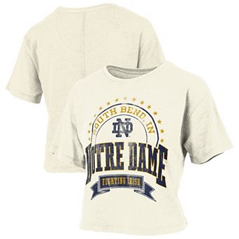 Women's Pressbox Natural Notre Dame Fighting Irish Vintage Wash Waist-Length T-Shirt