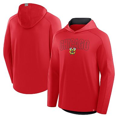 Men's Fanatics Red Chicago Blackhawks Penalty Shot Long Sleeve Hoodie T-Shirt